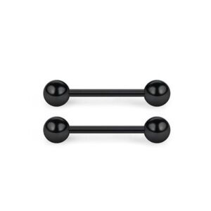 Stainless Steel Black Straight Barbell Jewelry with Balls